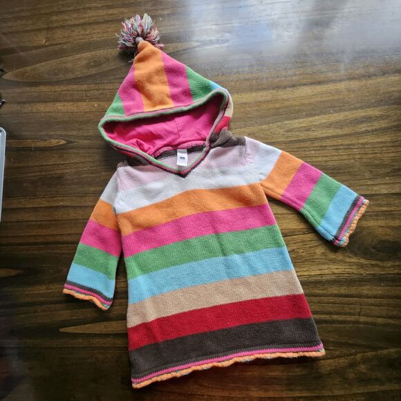 Baby Gap Y2K Outfit Set – Striped Hoodie Dress & Green Blouse – Size 12–18M - Picture 4 of 8